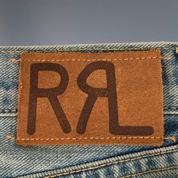 RRL by RALPH LAUREN Size 27 Blue Distressed Cotton Blend Skinny Selvedge Jeans - Picture 5 of 11